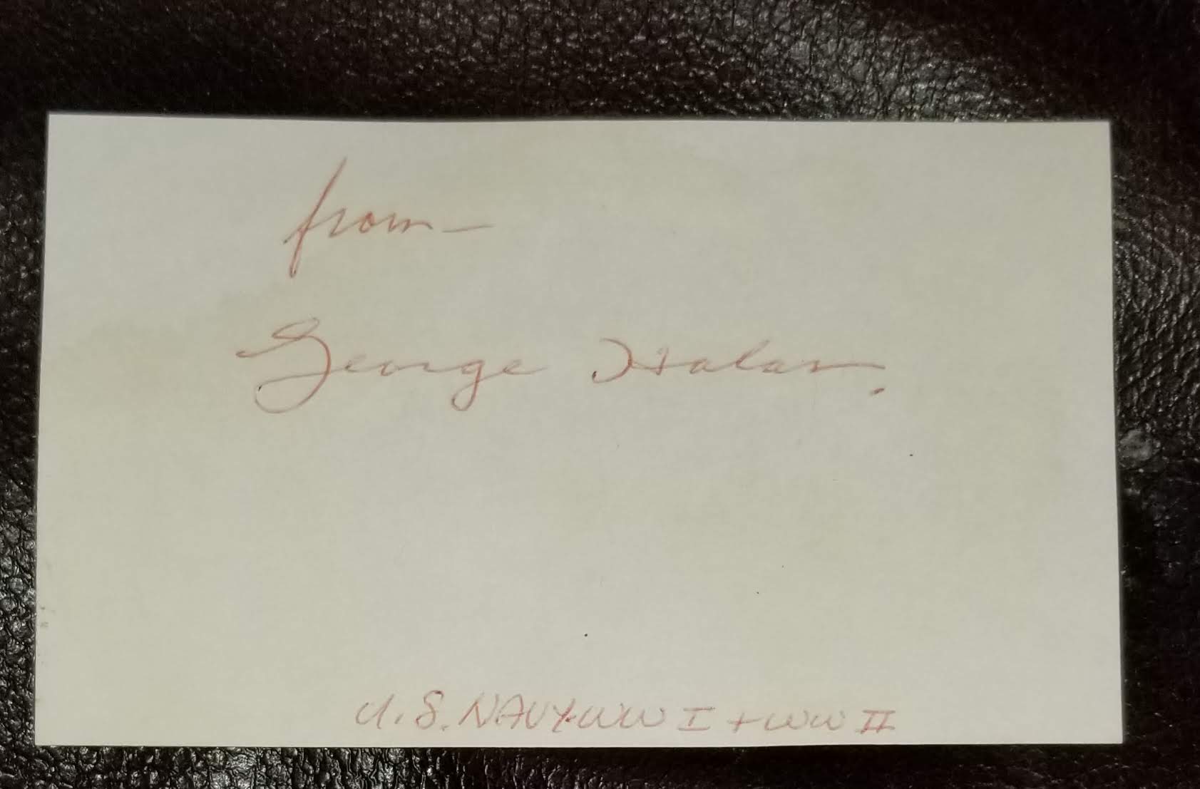 RARE FOOTBALL LEGEND GEORGE HALAS HAND SIGNED CARD D.1983