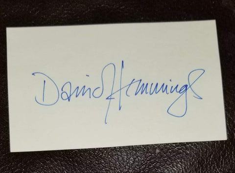 ENGLISH ACTOR DAVID HEMMINGS HAND SIGNED CARD D.2003