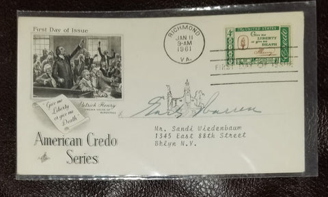 SUPREME COURT CHIEF JUSTICE EARL WARREN HAND SIGNED VINTAGE FDC FIRST DAY COVER D.1974