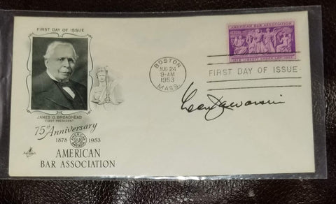 WATERGATE PROSECUTOR LEON JAWORSKI HAND SIGNED FDC FIRST DAY COVER D.1982