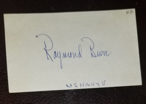 PERRY MASON ACTOR RAYMOND BURR HAND SIGNED CARD D.1993