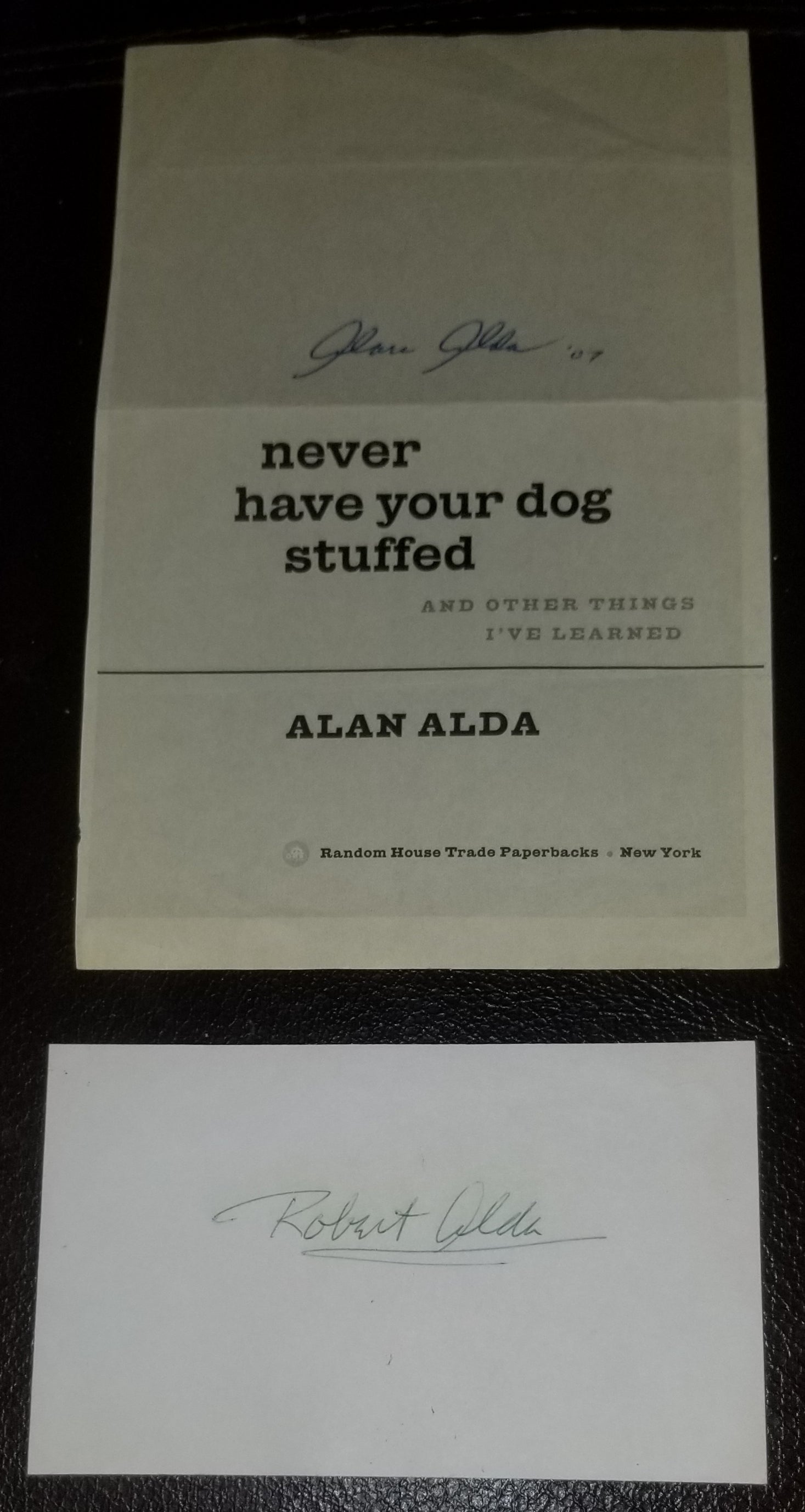 FATHER SON ACTING GREATS ROBERT AND ALAN ALDA HAND SIGNED AUTOGRAPHS