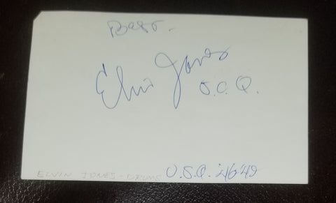 GREAT JAZZ DRUMMER ELVIN JONES HAND SIGNED CARD D.2004