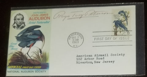 ENVIRONMENTALIST ILLUSTRATOR ROGER TORY PETERSON HAND SIGNED FDC FIRST DAY COVER D.1996