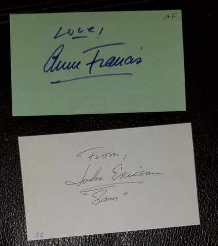 2X HONEY WEST AUTOGRAPH LOT ANNE FRANCIS D.2011 AND JOHN ERICSON RIP HAND SIGNED CARDS