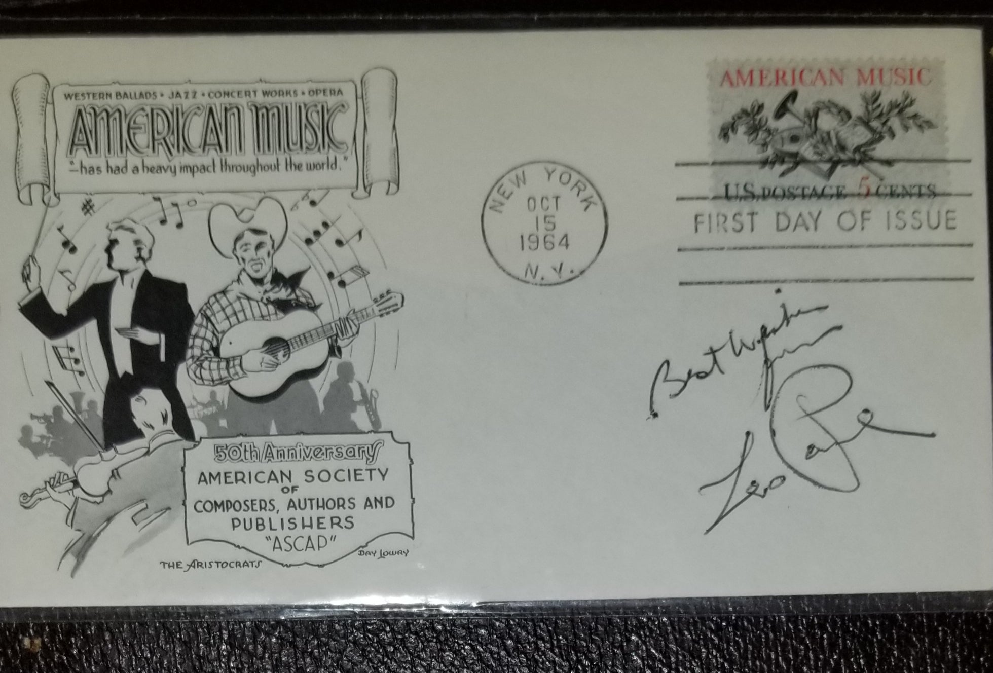 GUITAR LEGEND LES PAUL HAND SIGNED FDC FIRST DAY COVER D.2009