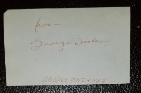 LEGENDARY CHICAGO BEARS COACH GEORGE HALAS HAND SIGNED CARD D.1983