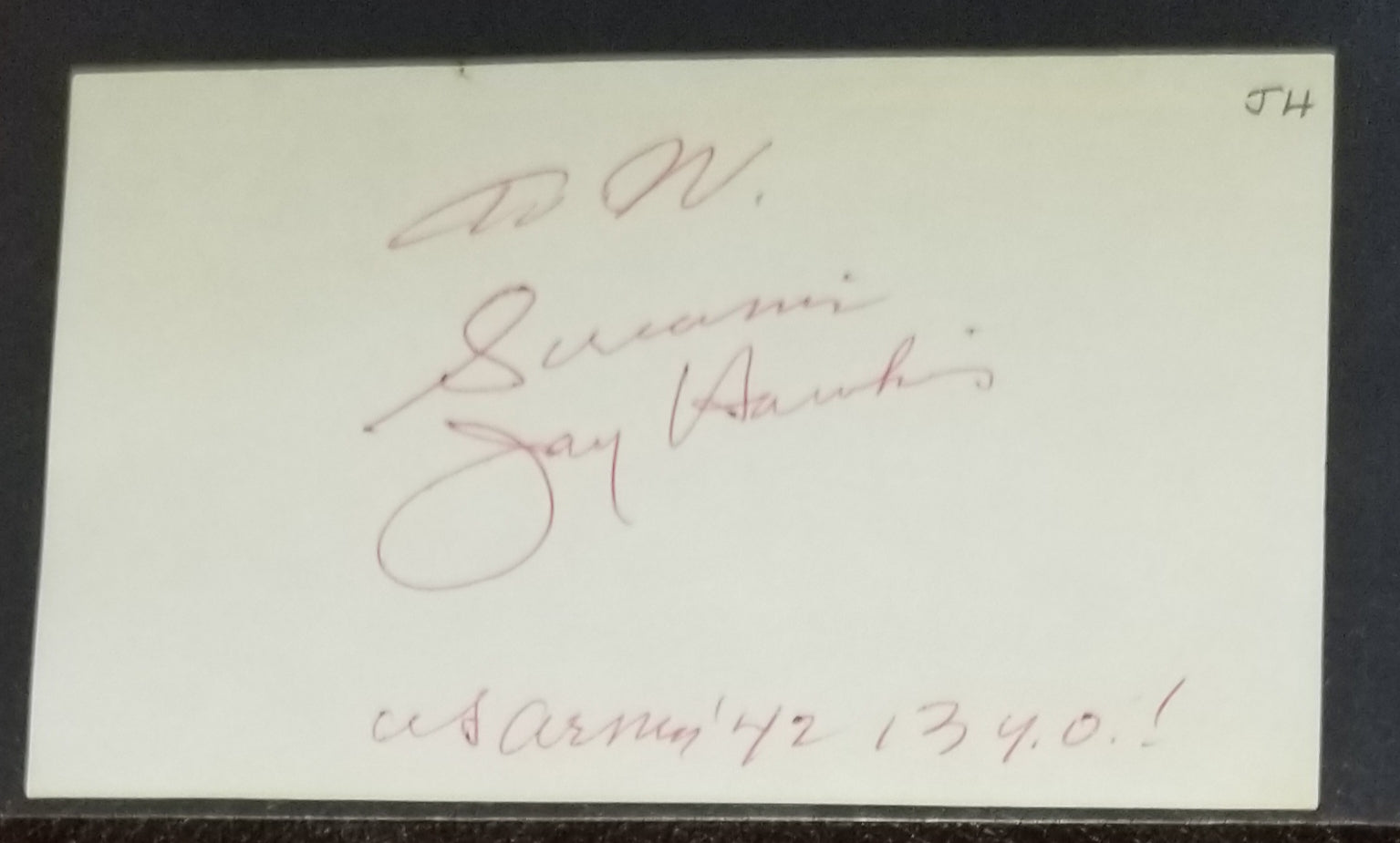 "I PUT A SPELL ON YOU" SINGER SCREAMIN' JAY HAWKINS HAND SIGNED CARD D.2000