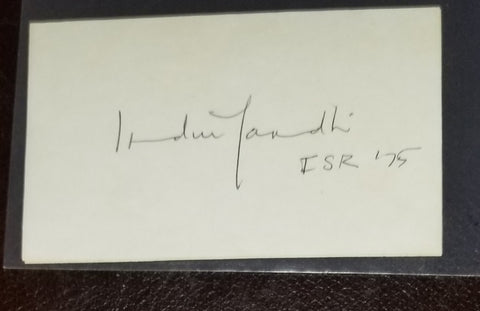 FORMER PRIME MINISTER OF INDIA INDIRA GANDHI HAND SIGNED CARD D.1984