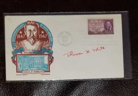 HISTORIAN JOURNALIST THEODORE H. WHITE HAND SIGNED FDC FIRST DAY COVER D.1986