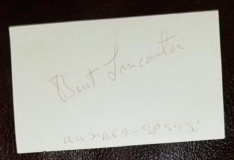 ACTOR BURT LANCASTER HAND SIGNED CARD D.1994