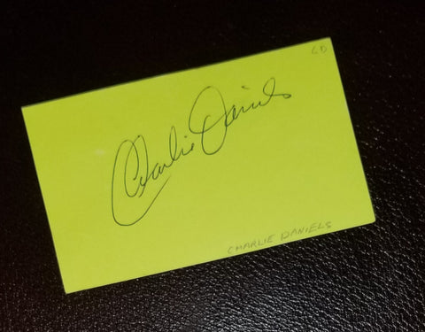 COUNTRY MUSIC LEGEND CHARLIE DANIELS HAND SIGNED CARD RIP