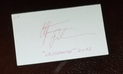 FANTASY AUTHOR CHRISTOPHER PAOLINI HAND SIGNED CARD "ERAGON"