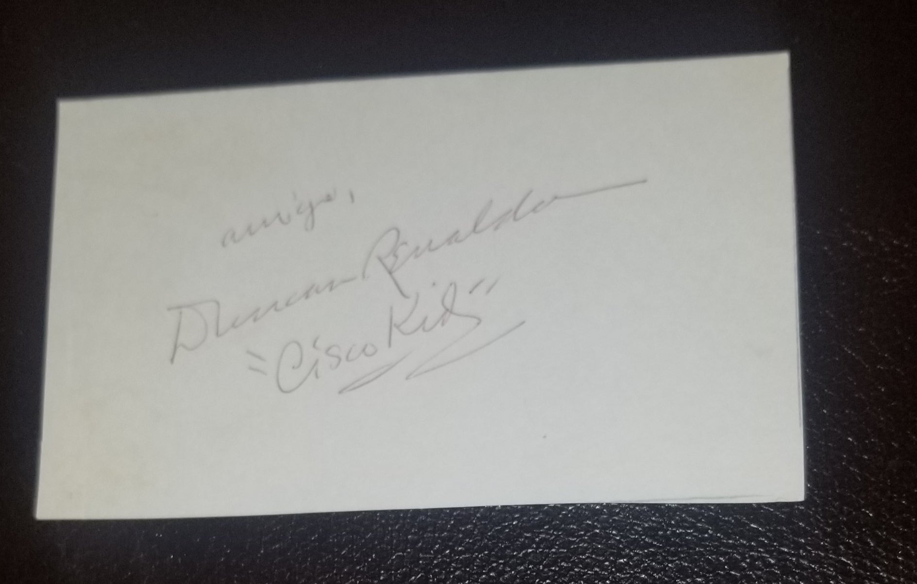 CISCO KID ACTOR DUNCAN RENALDO HAND SIGNED CARD D.1980