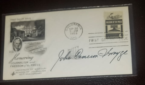 AMERICAN NEWS COMMENTATOR JOHN CAMERON SWAYZE HAND SIGNED FDC FIRST DAY COVER D.1995