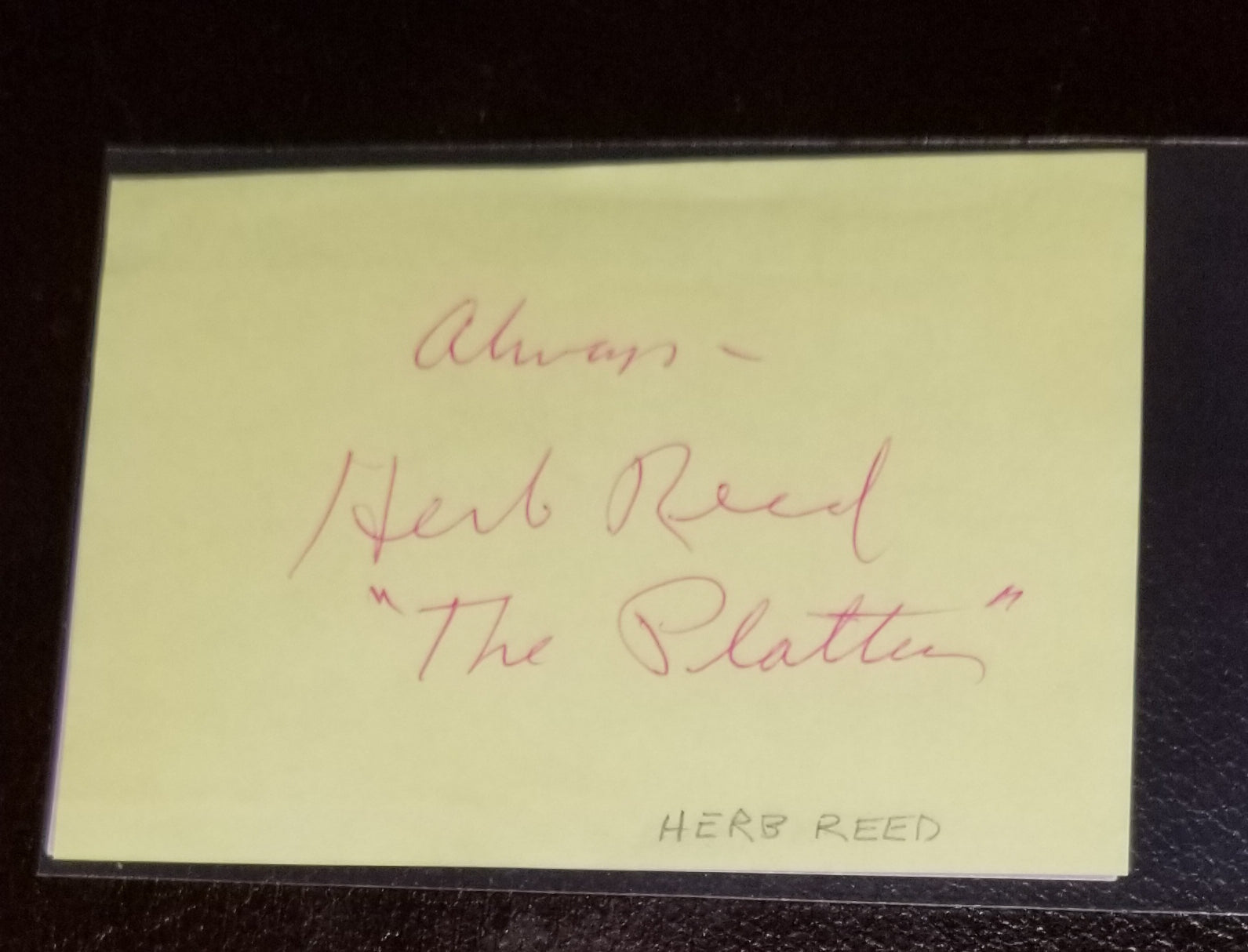 THE PLATTERS FOUNDING MEMBER HERB REED HAND SIGNED PAGE D.2012