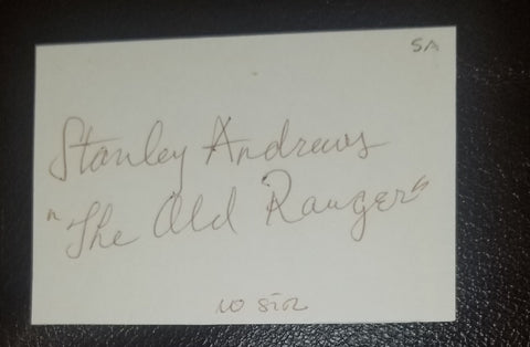 DEATH VALLEY DAYS HOST "THE OLD RANGER" STANLEY ANDREWS HAND SIGNED CARD D.1969