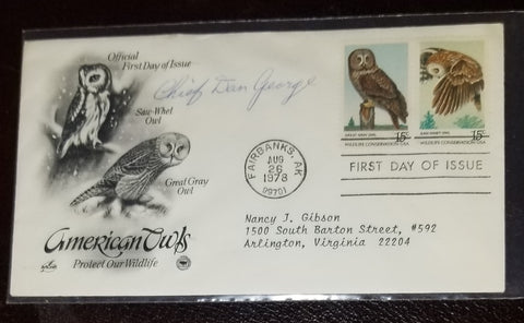 ACTOR AUTHOR CHIEF DAN GEORGE HAND SIGNED FDC FIRST DAY COVER D.1981