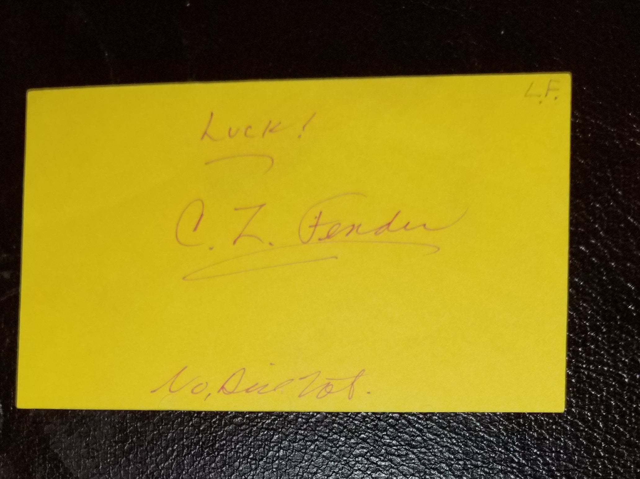 LEGENDARY MUSIC INVENTOR LEO FENDER HAND SIGNED CARD D.1991