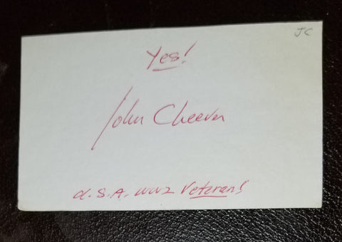 NOVELIST JOHN CHEEVER HAND SIGNED CARD D.1982