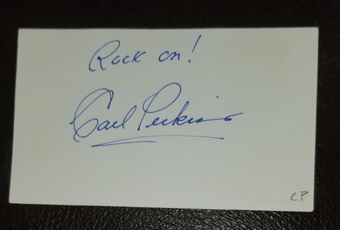 ROCK AND ROLL LEGEND CARL PERKINS HAND SIGNED CARD D.1998