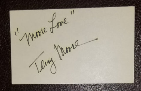 ACTRESS TERRY MOORE HAND SIGNED CARD DISPUTED WIFE OF HOWARD HUGHES