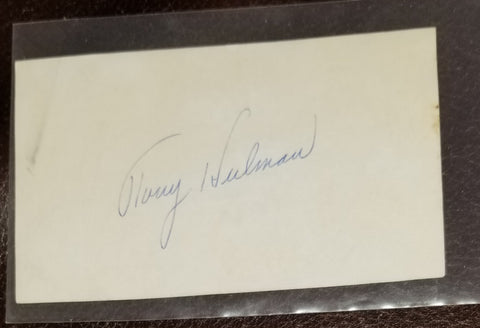 INDY RACE CAR LEGEND TONY HULMAN HAND SIGNED CARD D.1977