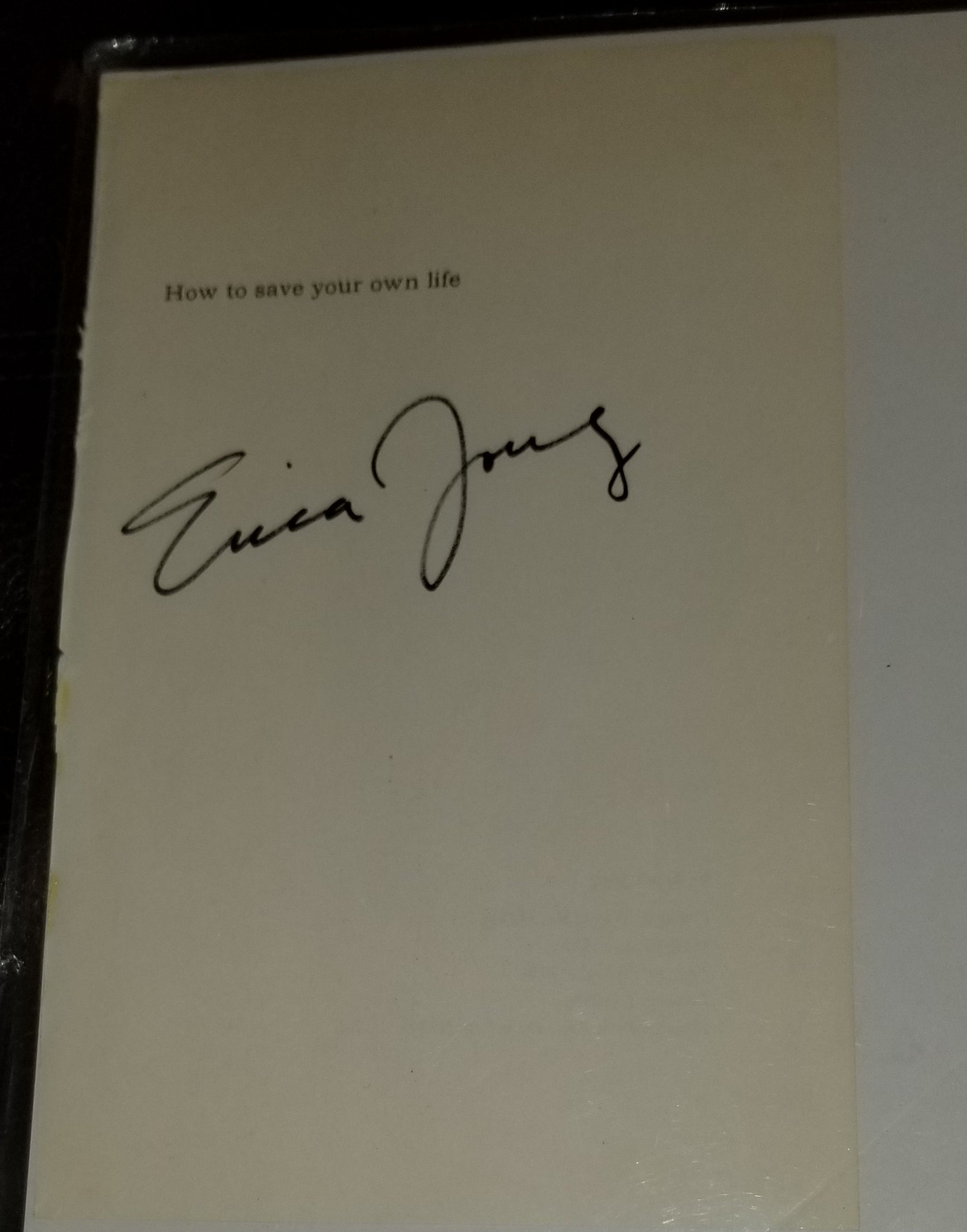 AUTHOR ERICA JONG HAND SIGNED 5.5 X 10" BOOK PAGE