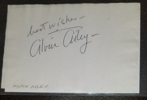 AFRICAN AMERICAN DANCER ALVIN AILEY HAND SIGNED PAGE D.1989