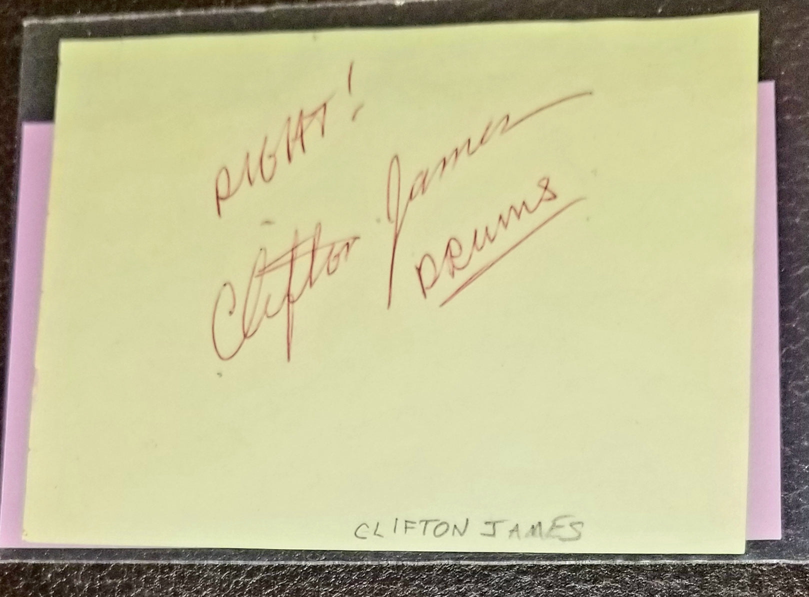 CHESS RECORDS DRUMMER CLIFTON JAMES HAND SIGNED PAGE D.2006