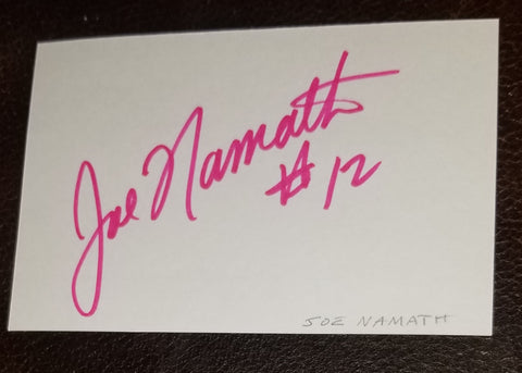 NEW YORK JETS LEGENDARY QB JOE NAMATH HAND SIGNED CARD