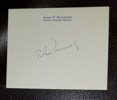 SECRETARIAL HAND SIGNED VINTAGE 4X5 US SENATOR JOHN F KENNEDY CARD