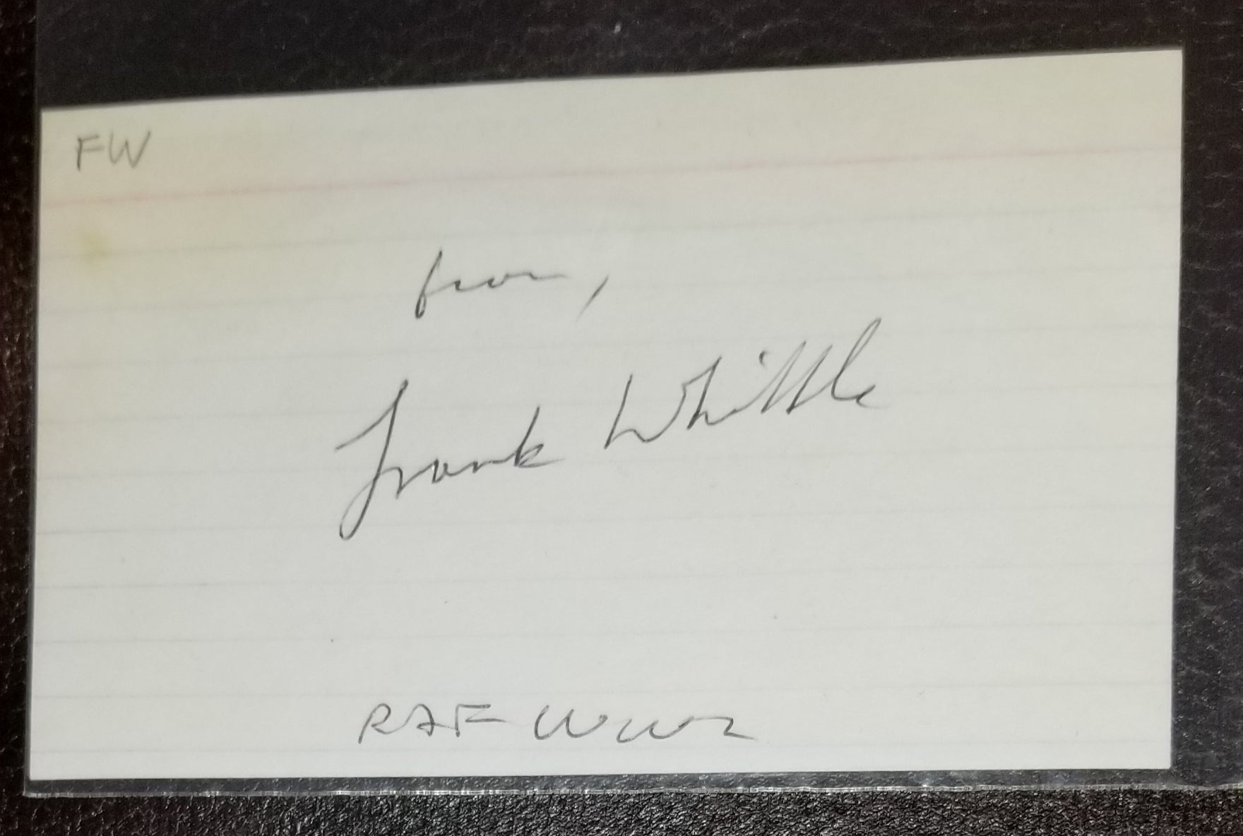 TURBOJET ENGINE CREATOR SIR FRANK WHITTLE HAND SIGNED CARD D.1996