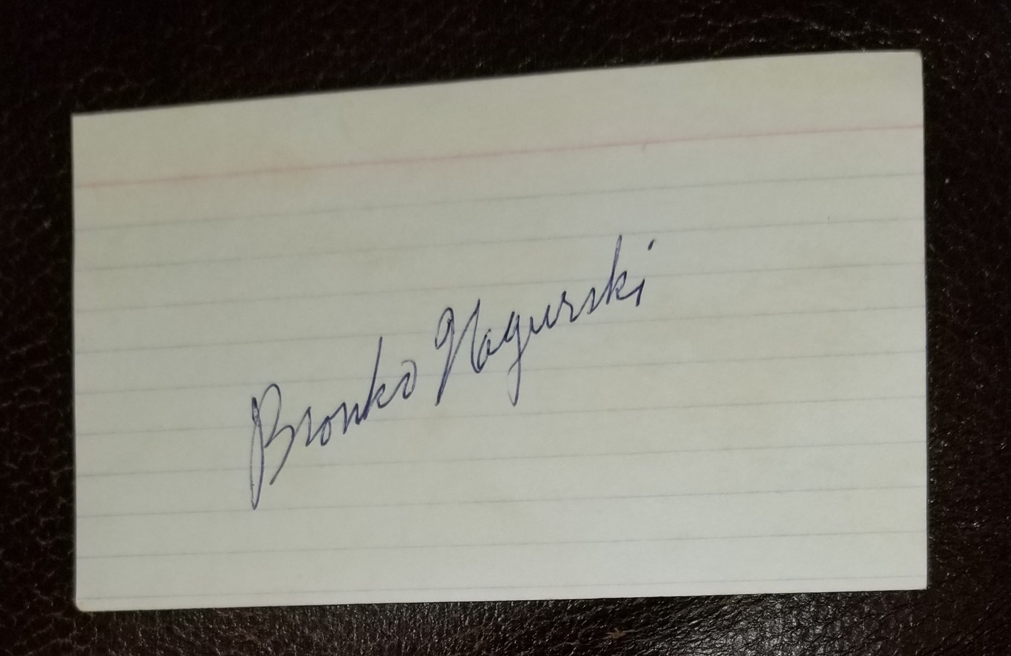 FOOTBALL LEGEND BRONKO NAGURSKI HAND SIGNED CARD D.1990