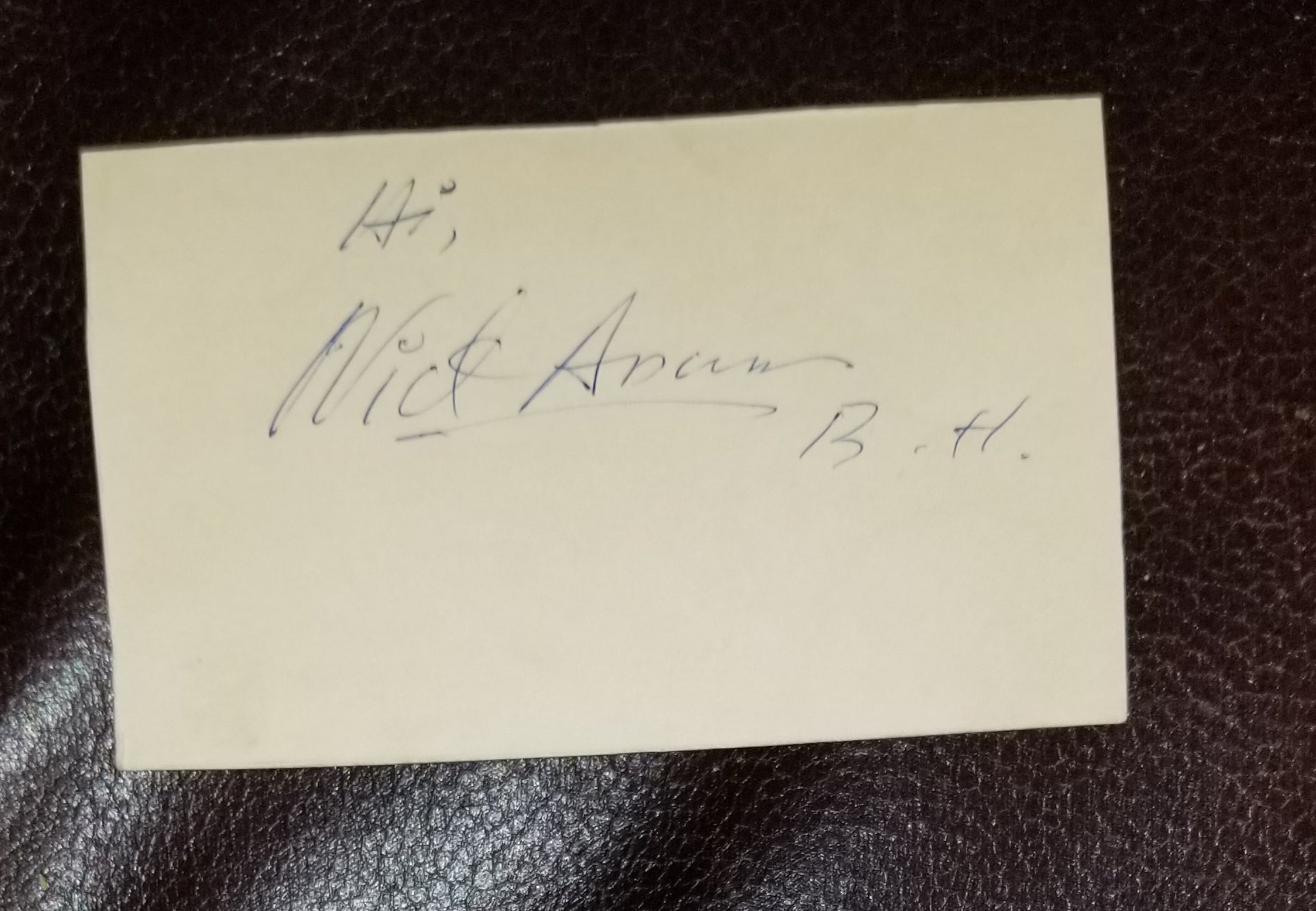 ACTOR NICK ADAMS HAND SIGNED CARD D.1968