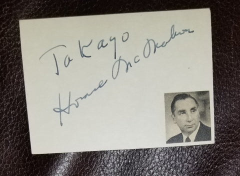 LONG TIME ACTOR HORACE MCMAHON HAND SIGNED CARD D.1971