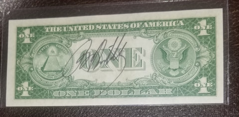 SINGER GUITARIST BO DIDDLEY HAND SIGNED DOLLAR BILL D.2008