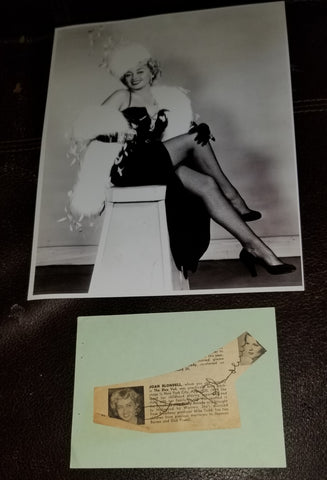 ACTRESS JOAN BLONDELL HAND SIGNED CUT SIGNATURE AND NICE PRINT D.1979