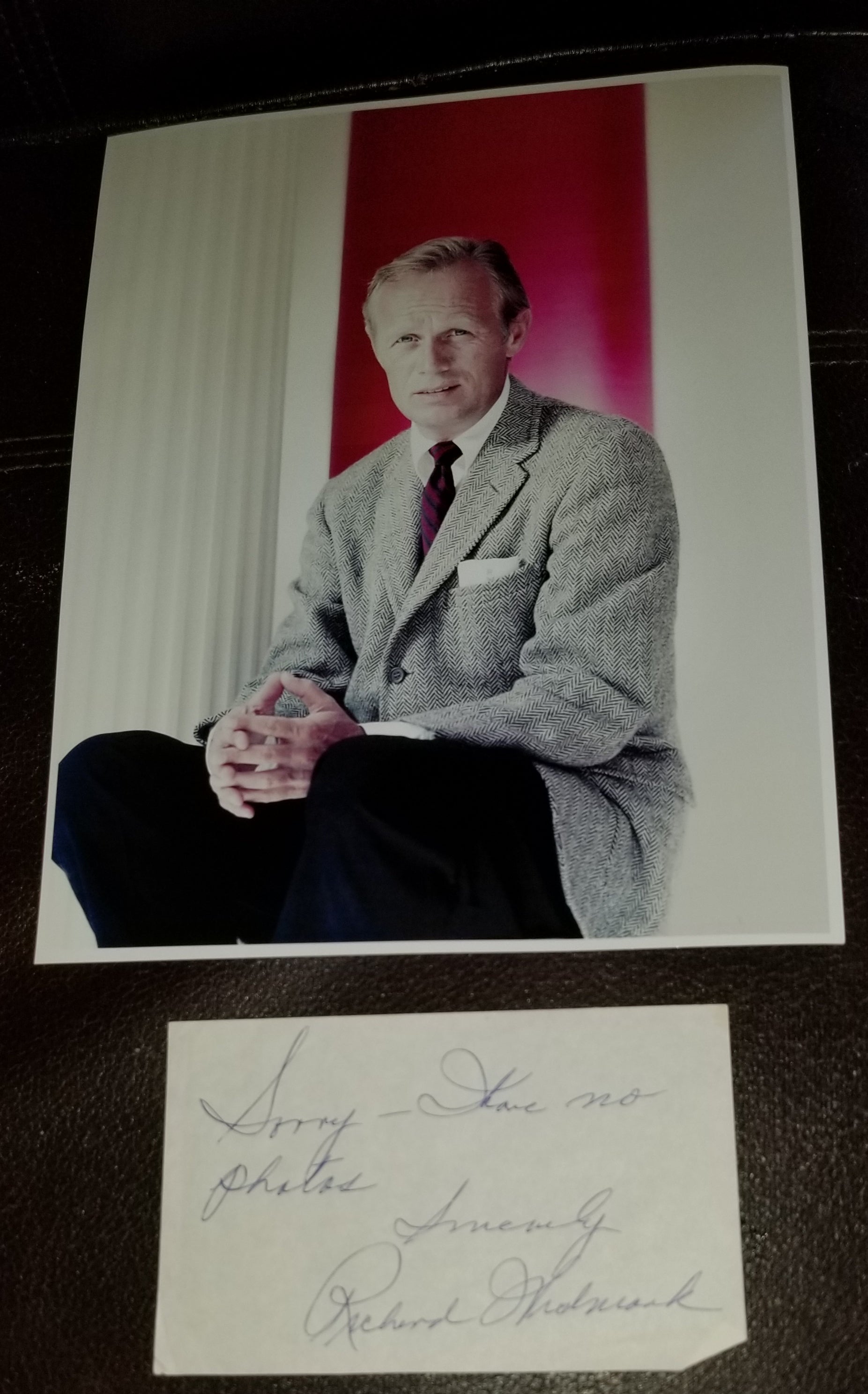 ACTOR RICHARD WIDMARK HAND SIGNED CARD AND NICE PRINT D.2008