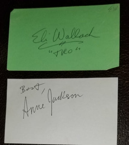 HUSBAND AND WIFE ACTORS ELI WALLACH (D.2014) AND ANNE JACKSON (D.2016) HAND SIGNED CARDS