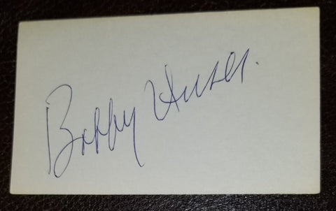 GREAT RACE CAR DRIVER BOBBY UNSER HAND SIGNED CARD RIP