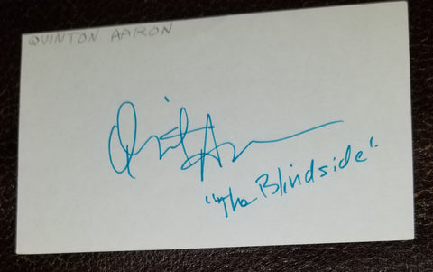 "THE BLINDSIDE" ACTOR QUINTON AARON HAND SIGNED CARD