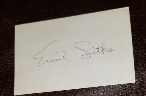 "THE 4TH STOOGE" ACTOR EMIL SITKA HAND SIGNED CARD D.1998
