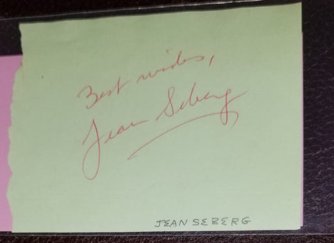 ACTRESS JEAN SEBERG HAND SIGNED PAGE D.1979