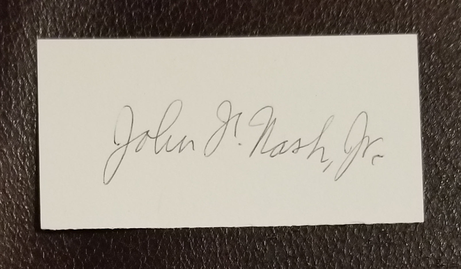 A BEAUTIFUL MIND MATHEMATICIAN JOHN NASH JR. HAND SIGNED CARD D.2015