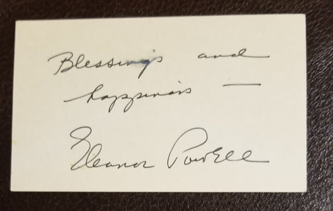 DANCER ACTRESS ELEANOR POWELL HAND SIGNED CARD d.1982