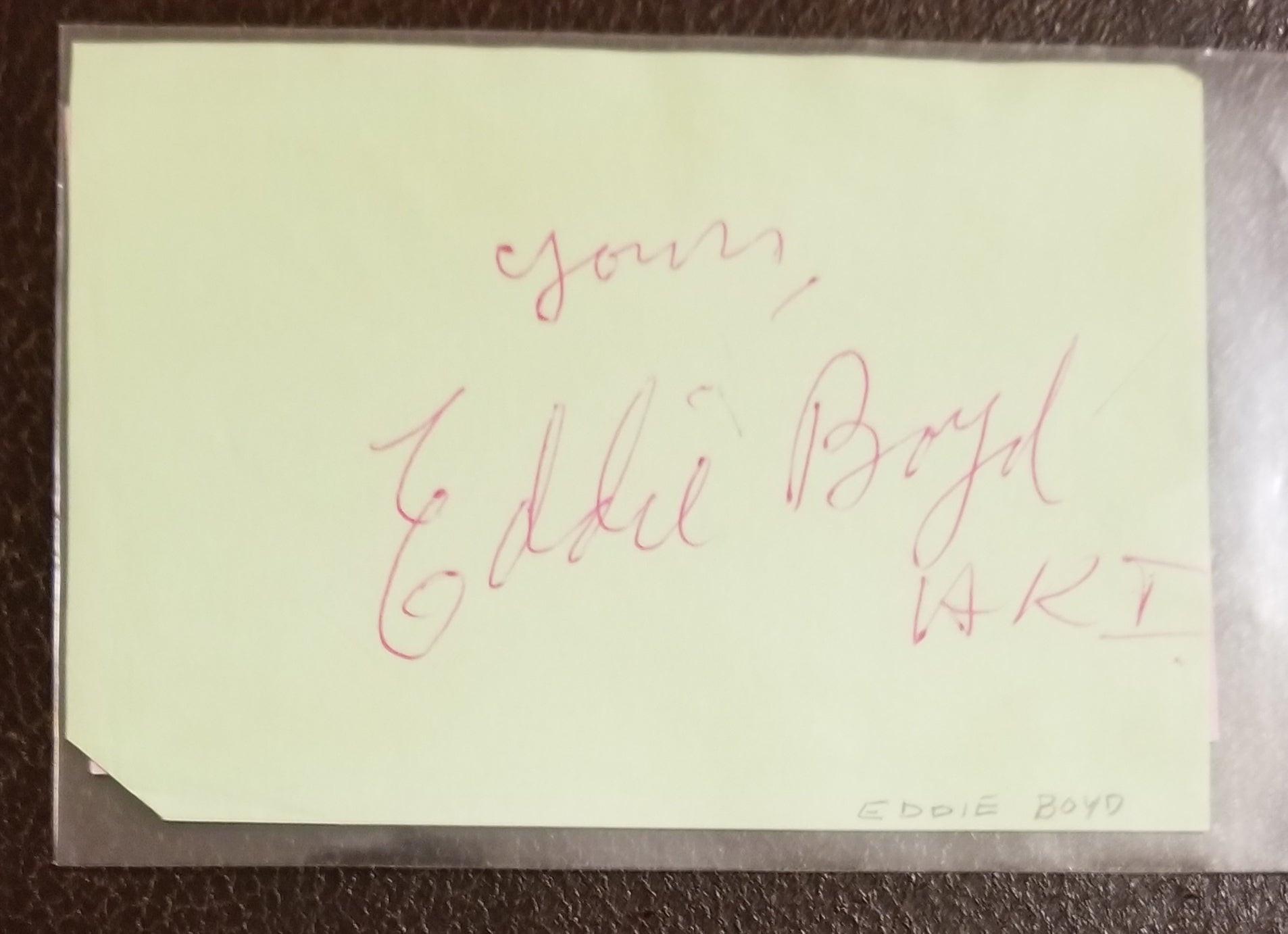 LEGENDARY BLUES PIANIST EDDIE BOYD HAND SIGNED PAGE D.1994