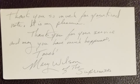 THE SUPREMES SINGER MARY WILSON HAND SIGNED BACK OF PHOTO CARD RIP