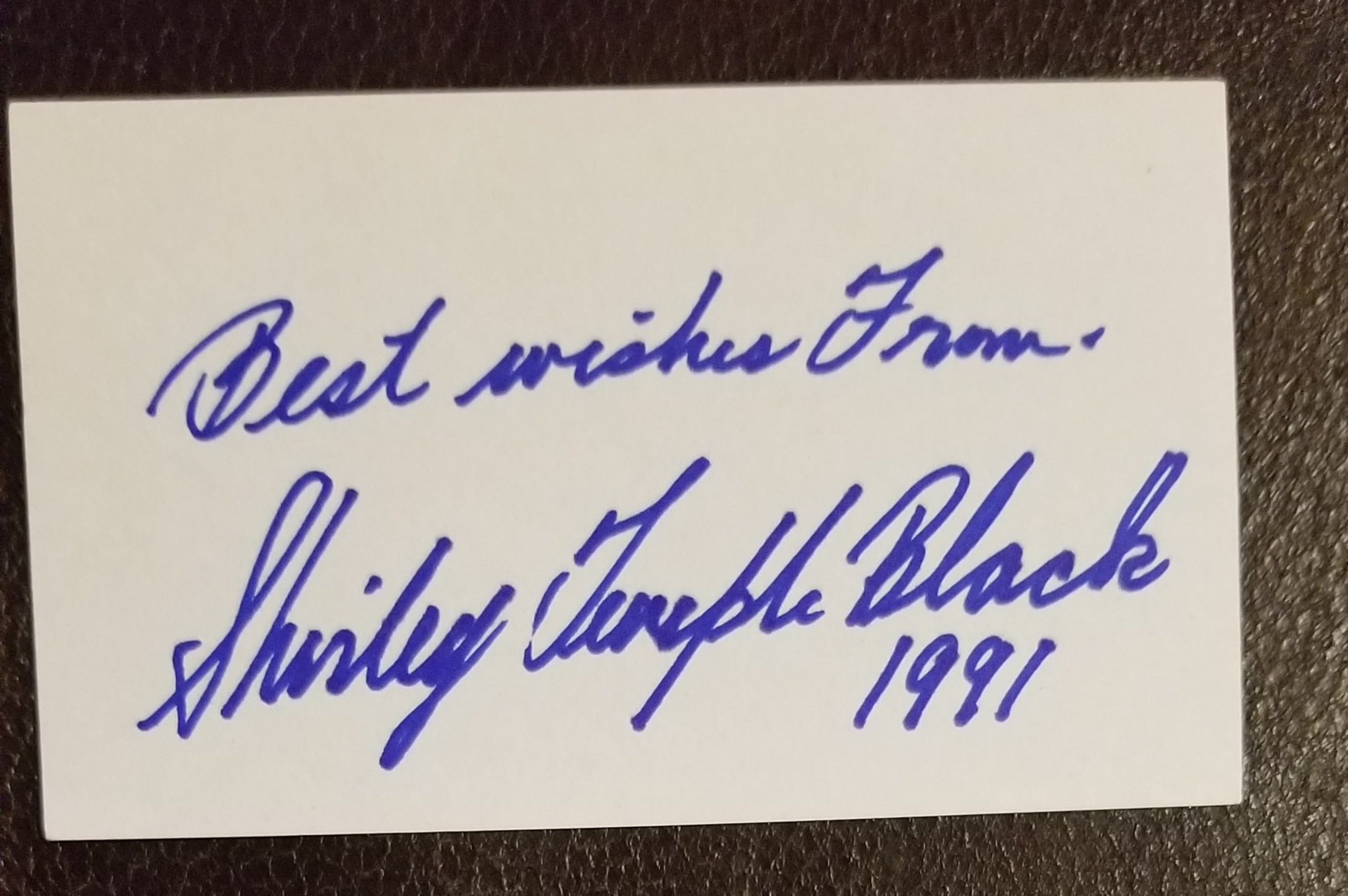 CHILD ACTRESS SHIRLEY TEMPLE (BLACK) HAND SIGNED CARD D.2014