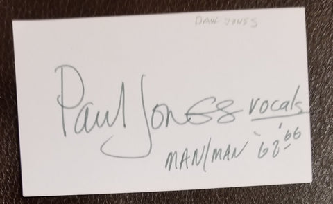 ENGLISH SINGER PAUL JONES HAND SIGNED CARD MANFRED MANN